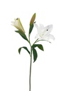 Umetna lilija — belo steblo s 3 cvetovi, 90 cm